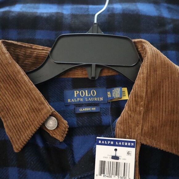 Polo Ralph Lauren Men's Sz XL Blue Plaid Country Western Wool Blend Shacket $368 - Picture 3 of 7